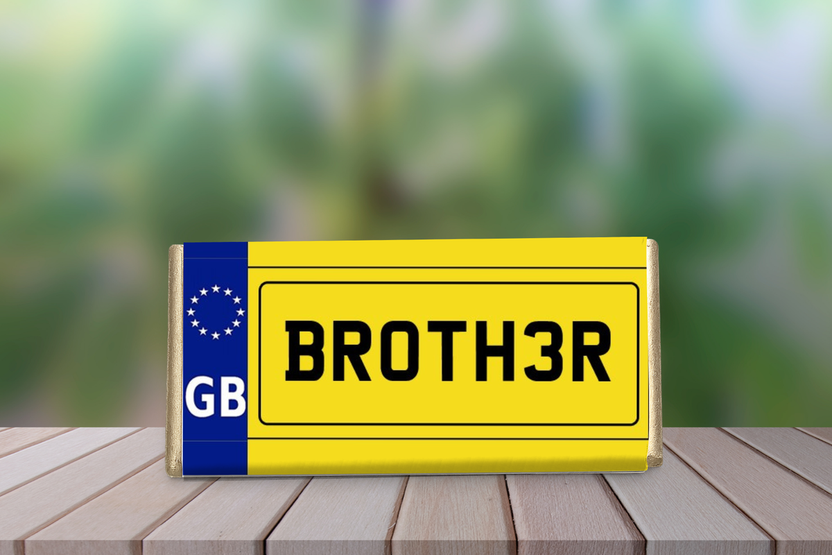 Personalised Number Plate Chocolate Bar – Dad, Daddy, Grandad, Brother & Male Relatives