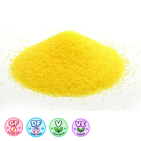 Lemon flavoured yellow sherbet crystals