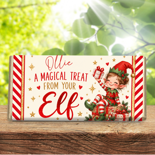 Personalised Christmas Elf Galaxy Chocolate Bar