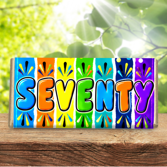 70th Birthday Galaxy Chocolate Bar – SEVENTY