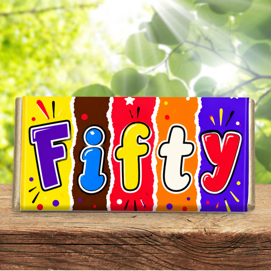 50th Birthday Galaxy Chocolate Bar – FIFTY