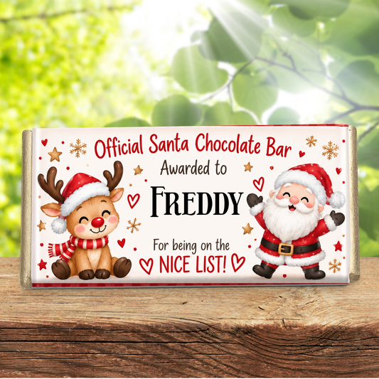 Personalised Santa's Nice List Galaxy Chocolate Bar