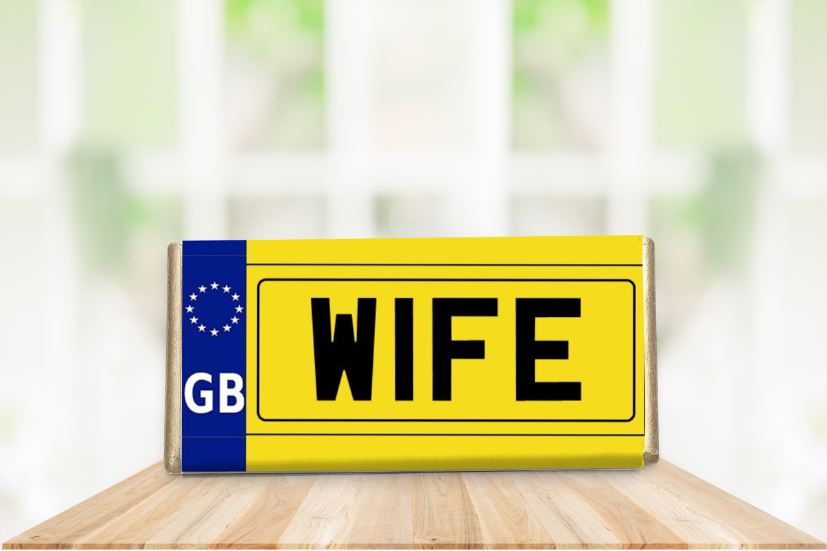Personalised Number Plate Chocolate Bar – Female Relatives or Custom Text Gift