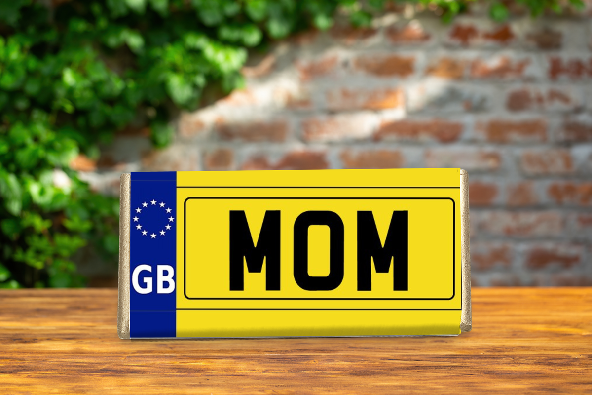Personalised Number Plate Chocolate Bar – Female Relatives or Custom Text Gift