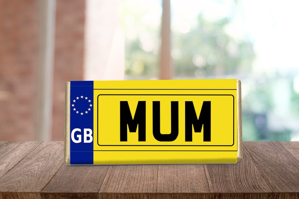 Personalised Number Plate Chocolate Bar – Female Relatives or Custom Text Gift