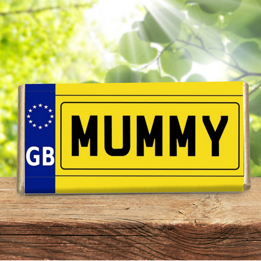 Personalised Number Plate Chocolate Bar – Female Relatives or Custom Text Gift