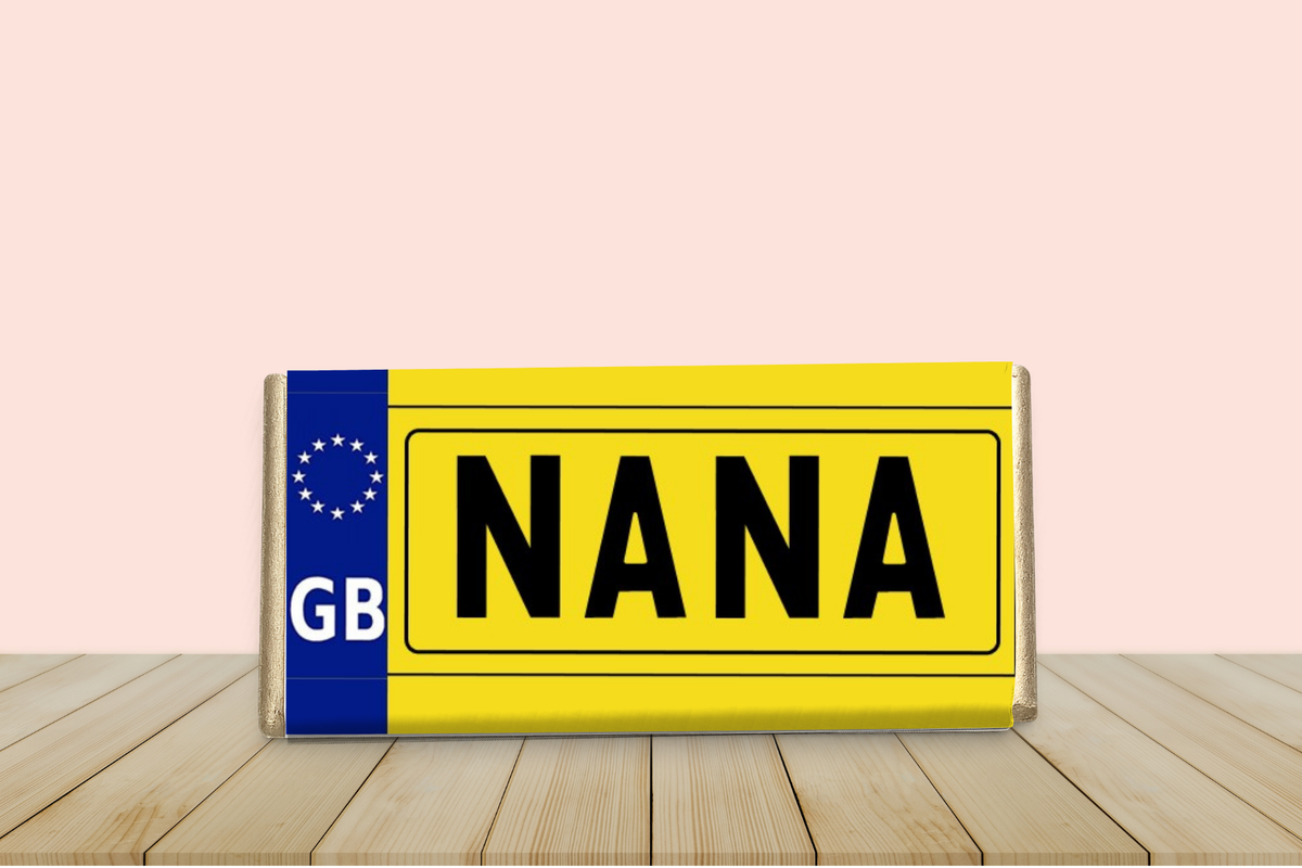Personalised Number Plate Chocolate Bar – Female Relatives or Custom Text Gift