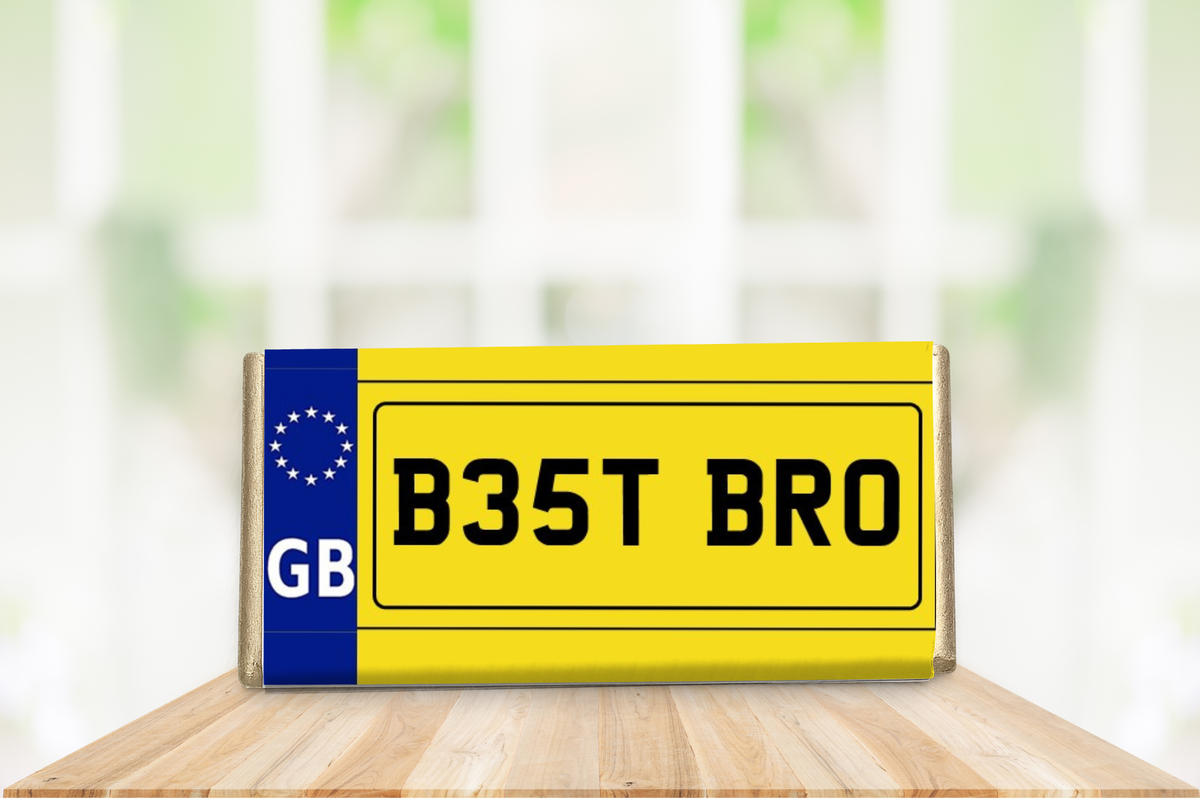 Personalised Number Plate Chocolate Bar – Dad, Daddy, Grandad, Brother & Male Relatives