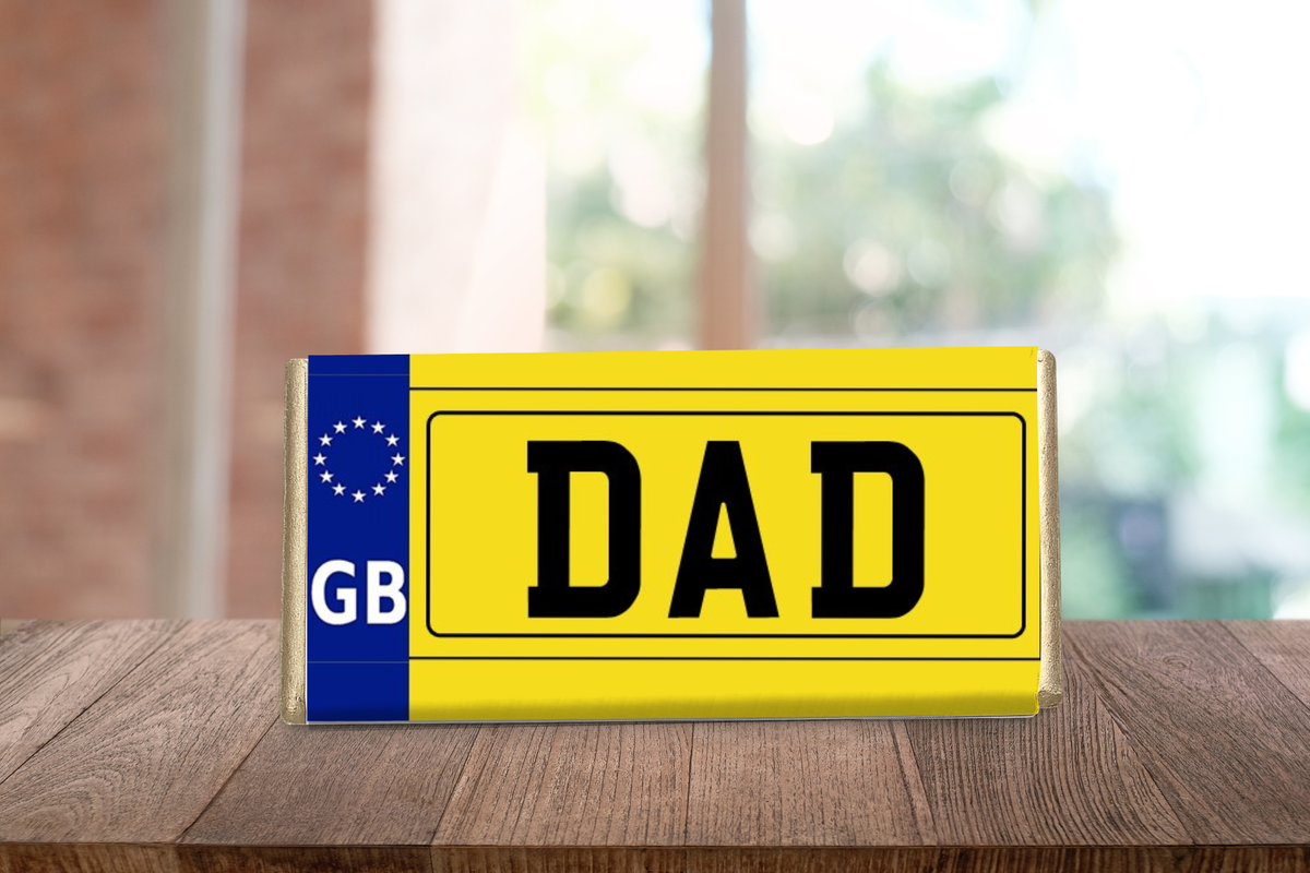 Personalised Number Plate Chocolate Bar – Dad, Daddy, Grandad, Brother & Male Relatives