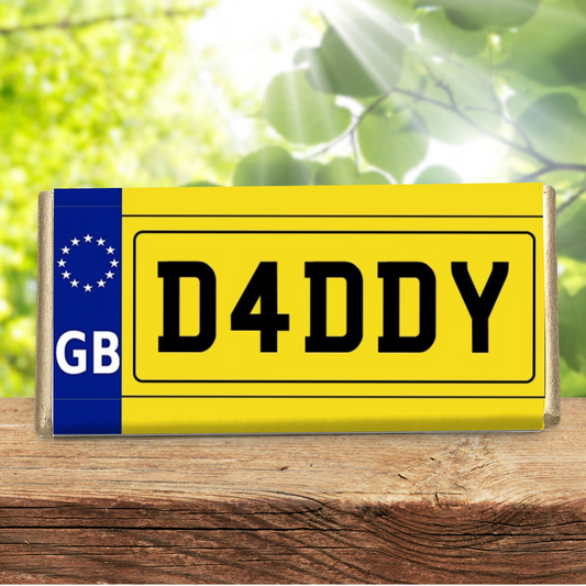 Personalised Number Plate Chocolate Bar – Dad, Daddy, Grandad, Brother & Male Relatives