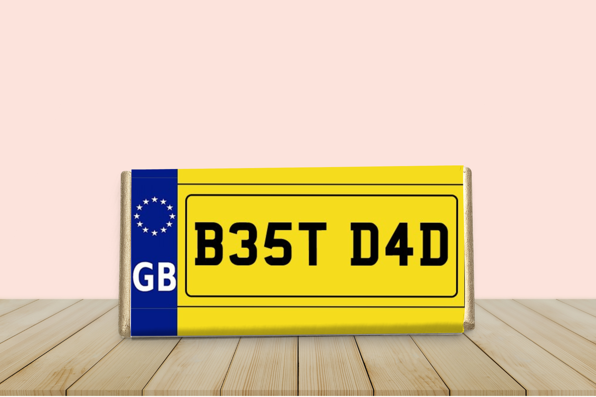 Personalised Number Plate Chocolate Bar – Dad, Daddy, Grandad, Brother & Male Relatives