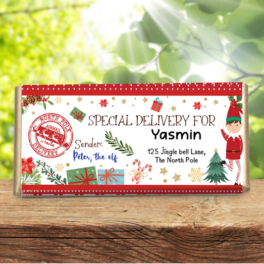 Personalised Christmas Elf Galaxy Chocolate Bar